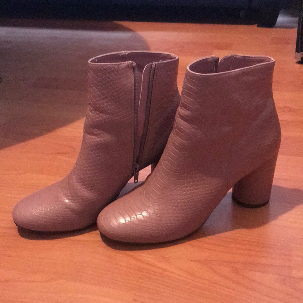 Pink snake print boots